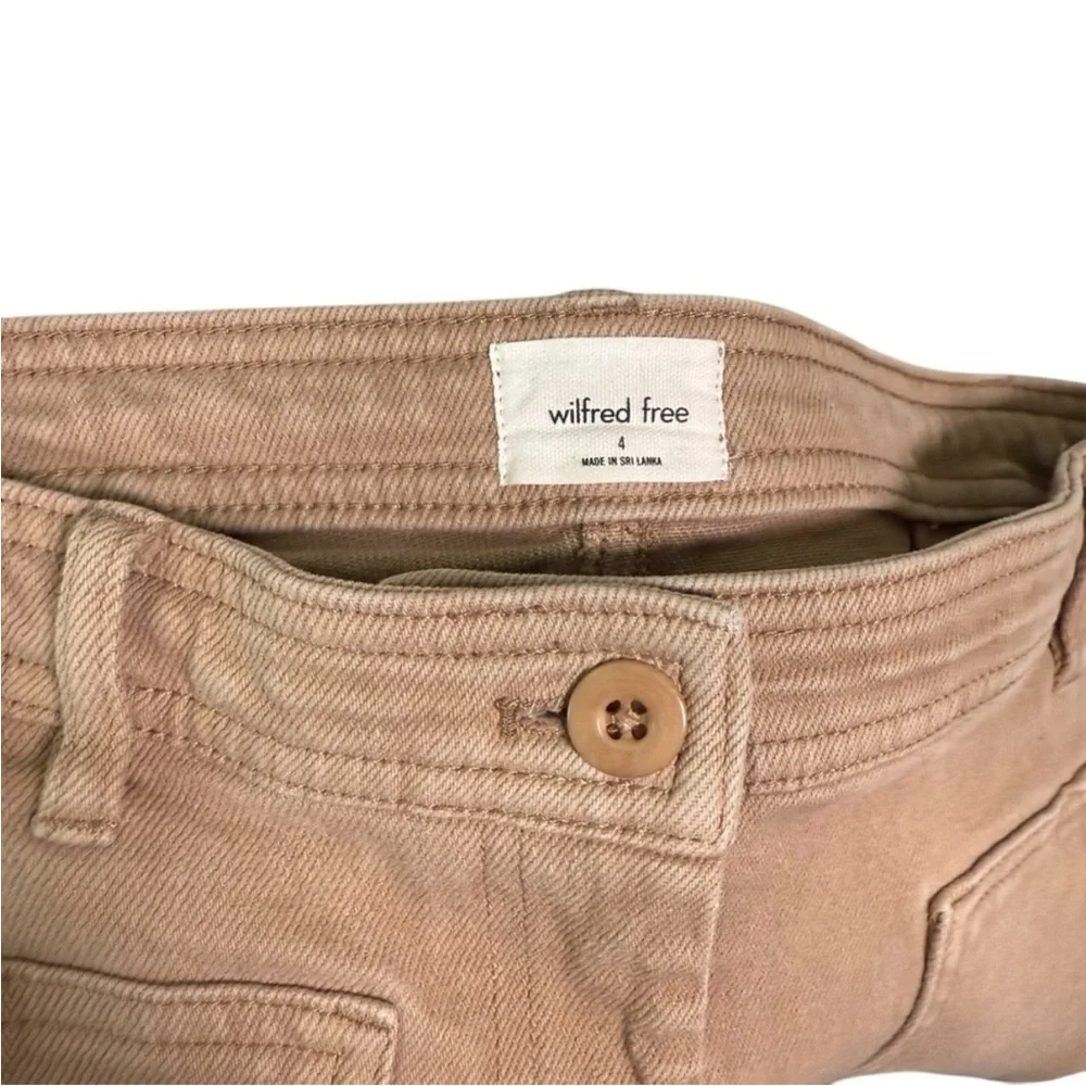 Aritzia Wilfred Modern Utility Tan Mid-Rise Wide Leg Cotton Pants, size 4 - Picture 2 of 3